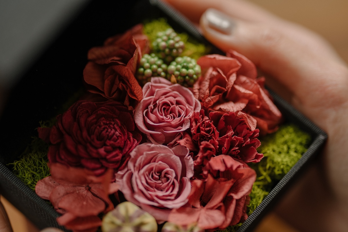 プリザーブドフラワーの還暦祝い