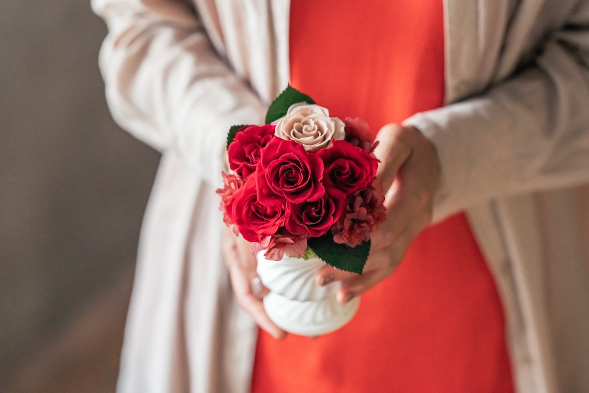 プリザーブドフラワーの還暦祝い