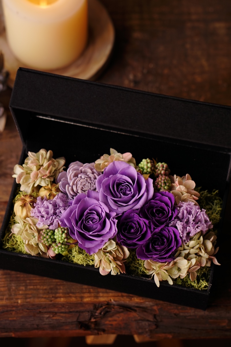 GROUNDの喜寿祝いのプリザーブドフラワー